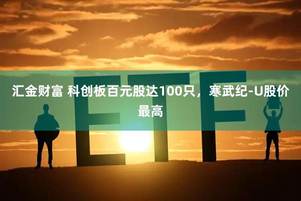 汇金财富 科创板百元股达100只，寒武纪-U股价最高