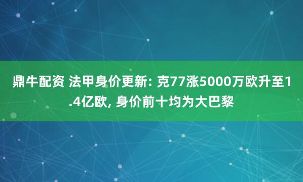鼎牛配资 法甲身价更新: 克77涨5000万欧升至1.4亿欧, 身价前十均为大巴黎