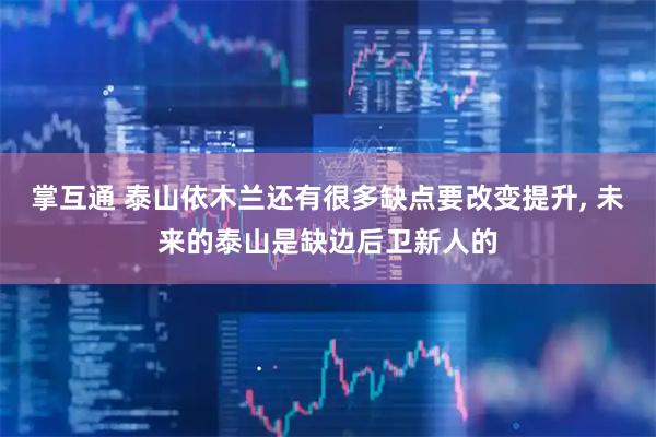 掌互通 泰山依木兰还有很多缺点要改变提升, 未来的泰山是缺边后卫新人的