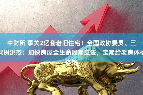 中财所 事关2亿套老旧住宅！全国政协委员、三棵树洪杰：加快房屋全生命周期立法，定期给老房体检