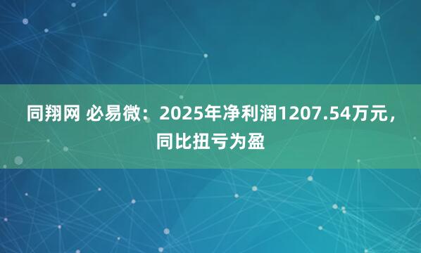 同翔网 必易微:2025年净利润1207.54万元,同比扭亏为盈