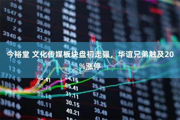今裕堂 文化传媒板块盘初走强，华谊兄弟触及20%涨停