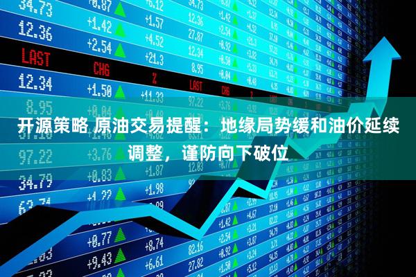 开源策略 原油交易提醒：地缘局势缓和油价延续调整，谨防向下破位