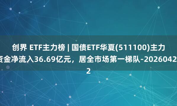 创界 ETF主力榜 | 国债ETF华夏(511100)主力资金净流入36.69亿元，居全市场第一梯队-20260422