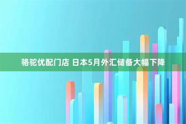 骆驼优配门店 日本5月外汇储备大幅下降