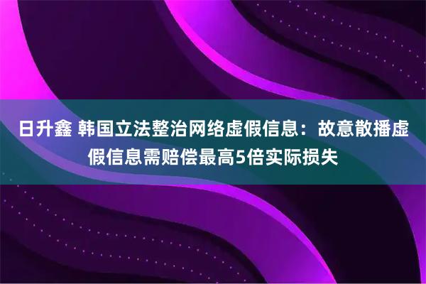 日升鑫 韩国立法整治网络虚假信息：故意散播虚假信息需赔偿最高5倍实际损失